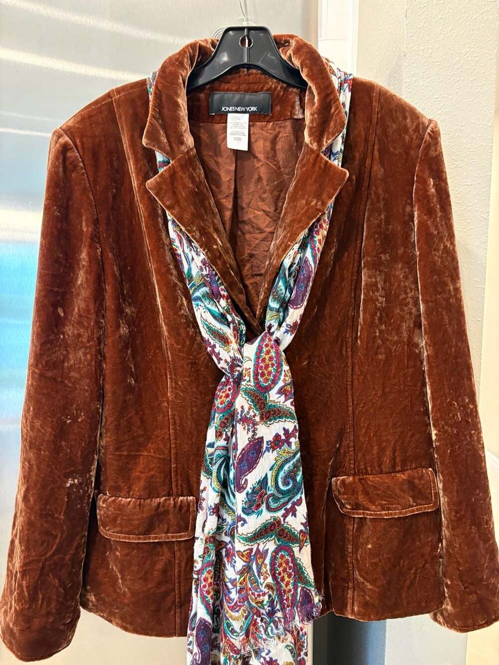 Jones New York Brown Velvet Blazer Size 14